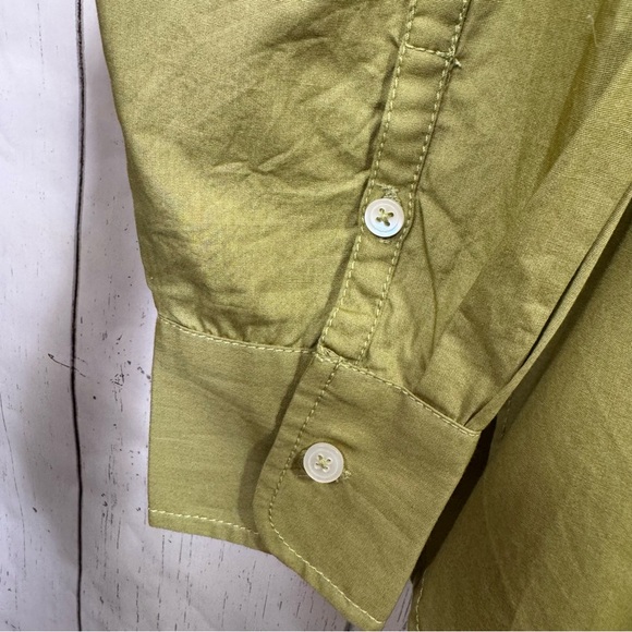 Maeve by Anthropologie Green Button Up Shirt High Low Pocket M Minimalist Casual - Picture 8 of 12